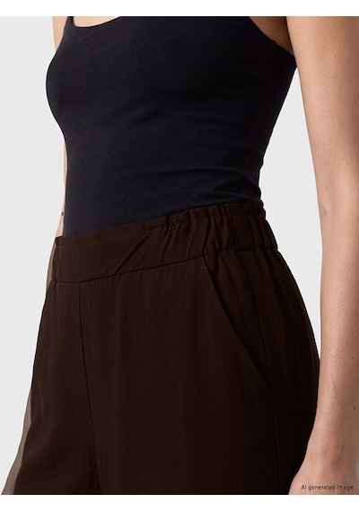 Lcwaıkıkı Classic Bordo Beli Lastikli Geniş Paça Kadın Pantolon
