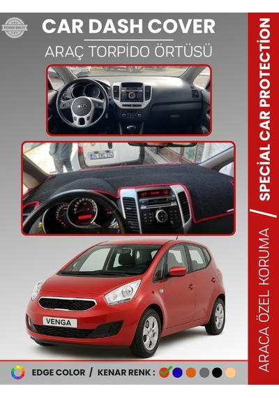 Kia Venga 2009-2011 Torpido Örtüsü Ön Panel Halı Torpido Koruma Tam Uyum Araca Özel Kaymaz - 929 Stiloto