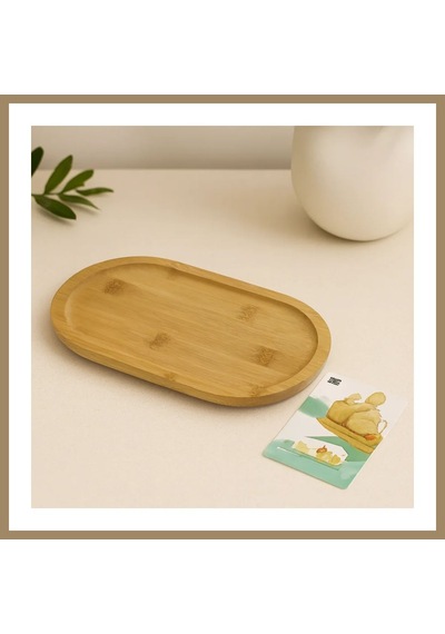 Bezos Ahşap Bambu Oval Mini Servis Tepsisi 25 X 14 X 1.4 Cm 22