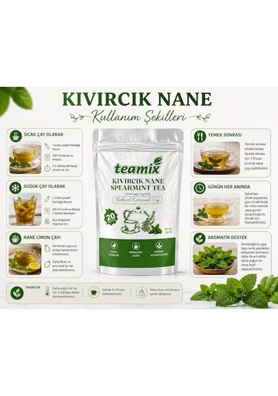 Kıvırcık Nane Çayı & Spearmint Tea 20 Süzen Poşet Teamix