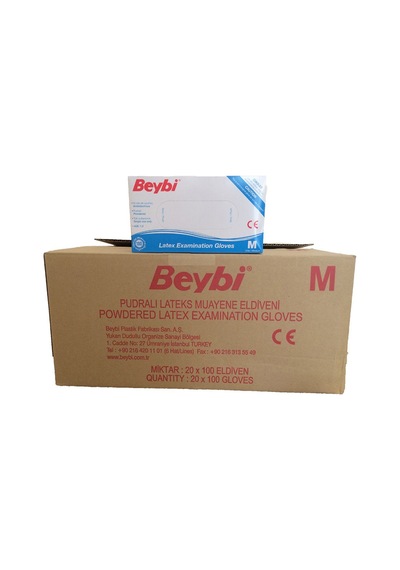 Beybi Lateks Pudralı Muayene Eldiveni 20 x 100'lü