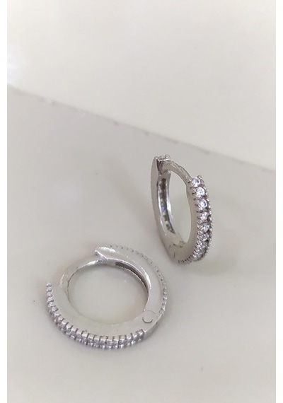 Gümüş 8 Mm Ince Taşlı Bayan Halka Küpe Nz89d0 Diğer