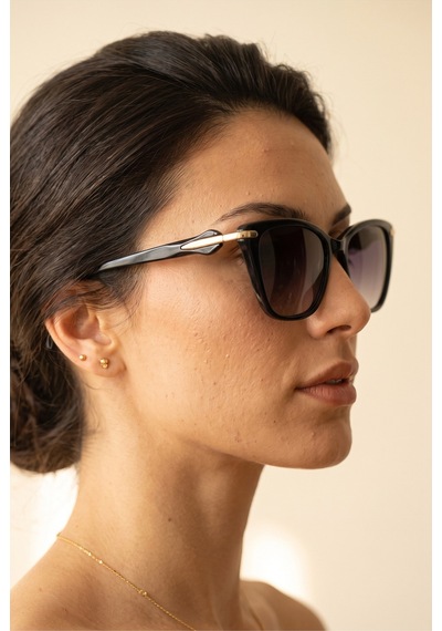 Kadın Polarize Cat Eye Güneş Gözlüğü Siyah Uv400 Korumalı