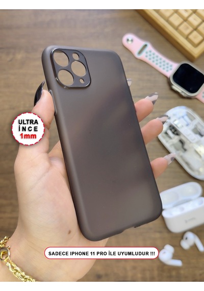 Apple iPhone 11 Pro Uyumlu Süper İnce Mat Ultra Thin Silikon Kılıf Buzlu Siyah