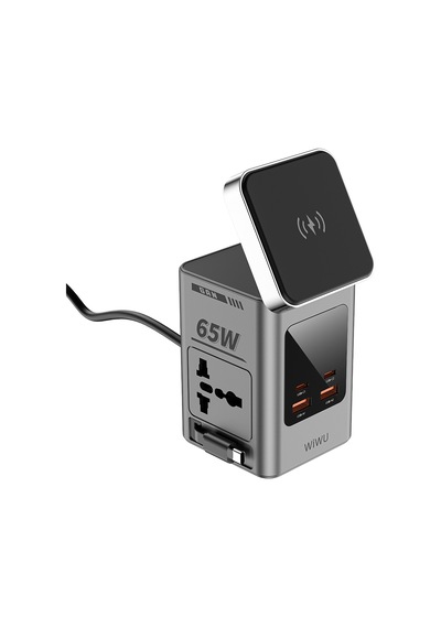 Wiwu Wi-w040 Telefon & Akıllı Saat & Kulaklık İçin Gan 65w 8in1 Şarj İstasyonu Gri