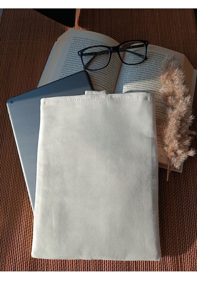 Aksesuarsepeti El Yapımı Ayçiçek Desenli Motifli Astarlı Cepli Kadın Tablet Çantası Kitap Çantası Organizer Çanta Krem