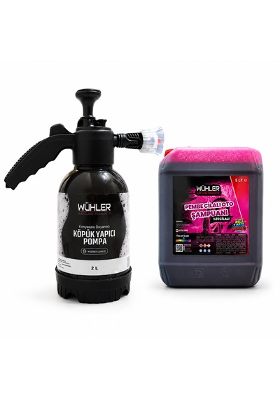 %95 Cilalı Pembe Oto Şampuanı 5 Lt + Hediye Köpük Atan Basınçlı Pompa 2 Lt