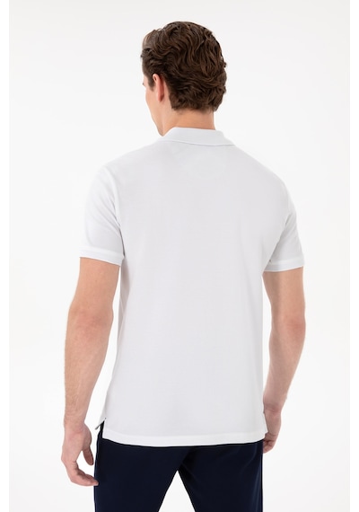 U.S. Polo Assn. Erkek Slim Fit Polo Yaka Beyaz Basic Tişört 50298041-VR013