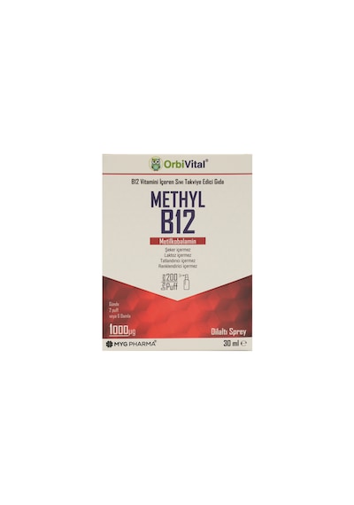 Orbivital Methyl B12 Sprey 2 Puf 1000 Mcg Metilkobalamin İçeren Dilaltı Sprey 200 Puf 30 Ml