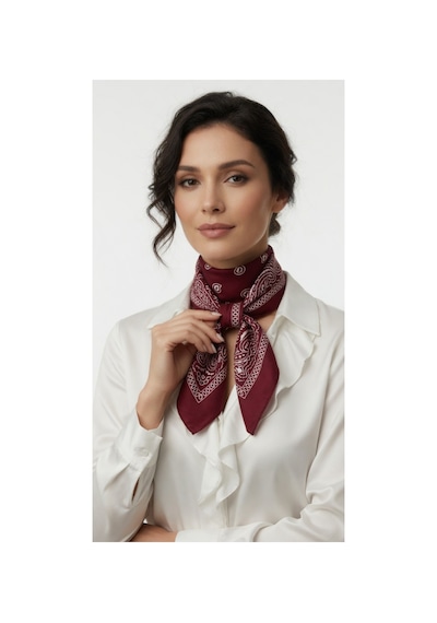 Mollycrush Unisex Bordo Şal Desenli Bandana Günlük Saç Aksesuarı, Boyunluk Ve Outdoor Fular Bordo
