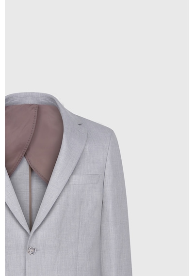 Ac&co Erkek Acık Grı Slim Fit Mono Yaka Çizgili Kapak Cepli Takım Elbise Açık Gri