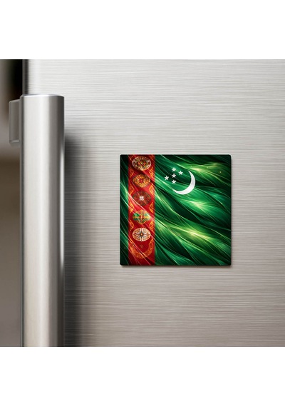 Türkmenistan Turkmenistan Abstract Ülke Bayraklı Buzdolap Magneti - 9x9 Cm