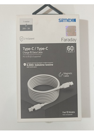 Type C Uçlu Şarj Ve Data Kablosu Kendinden Toplanır 60 W