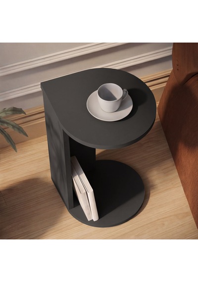 İnarch Dizayn Drop Modern Tasarım Yan Sehpa Kompakt Ve Ergonomik Yan Masa Antrasit