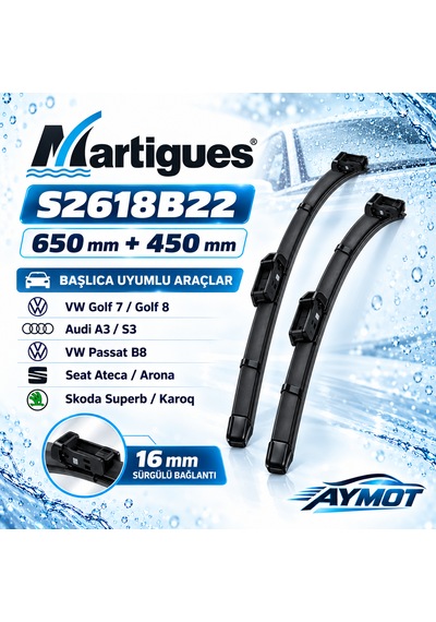 Martigues 650/450 Mm Ön Muz Silecek Takımı Golf 7 Audi A3 Passat B8