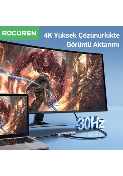 Rocoren 11 Portlu 4k 30hz Hdmı Gigabit Ethernet Sd Tf Kart Okuyuculu 3.5mm Jack Usb Hub Çoklayıcı