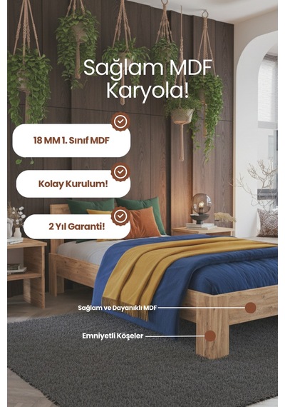 Letto Tek Kişilik Mdf Karyola