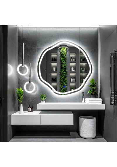 Lys Beyaz Led'li Lazer Kumlamalı Lavabo & Banyo Aynası Dokunmatik Sensörlü 60 X 60