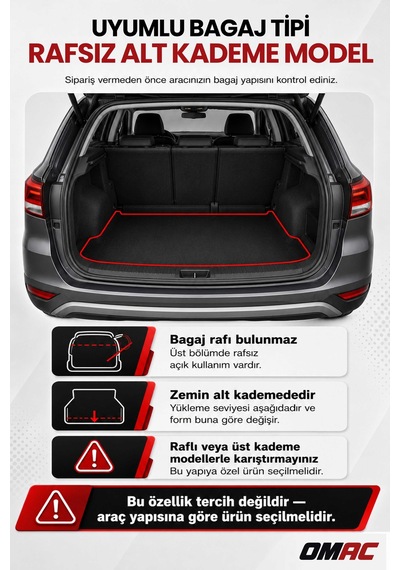 Nissan Qashqai 2022+ Uyumlu Araca Özel Kauçuk Tpe Bagaj Havuzu Siyah Rafsız Alt Kademe İçin