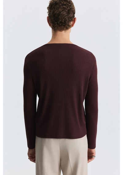 Antioch Fitilli Düğme Kapama T-shirt Bordo