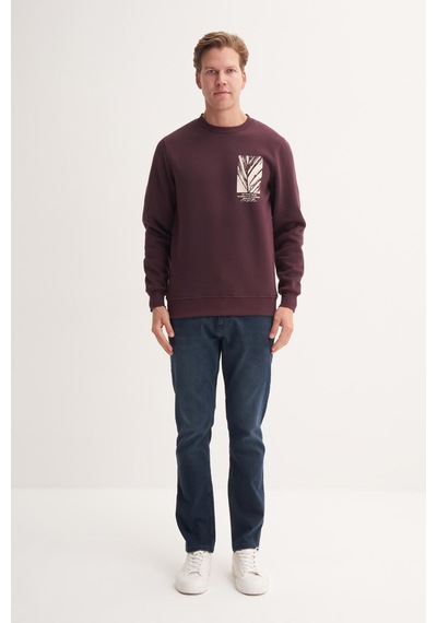 Cazador 53805 Erkek Bisiklet Yaka Sweatshirt Vişne