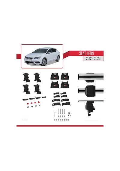 Seat Leon Iıı Mk3 2012-2020 Arası İle Uyumlu Ace-4 Ara Atkı Tavan Barı Gri