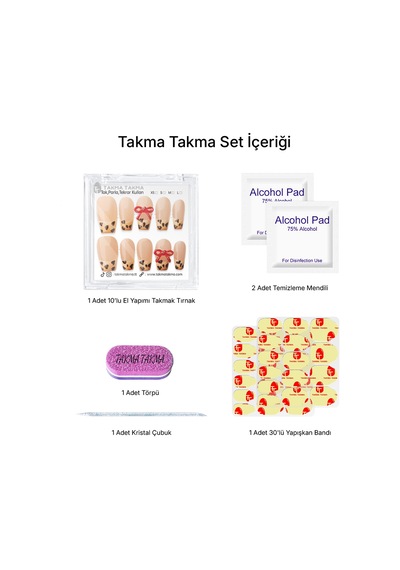 10'lu Ten Orta Balerin Tt1130 Tekrar Kullanılabilir El Yapımı Protez Takma Tırnak Xs