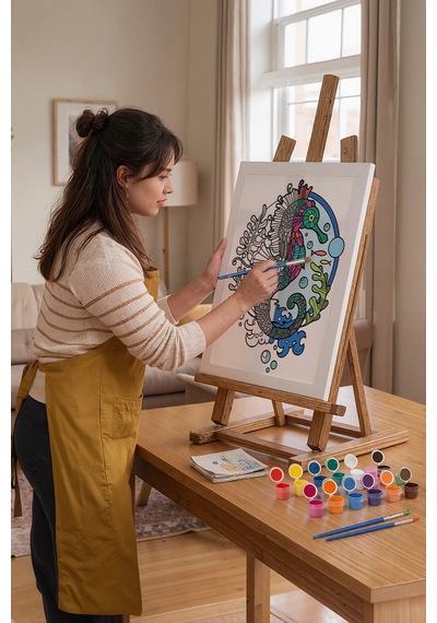 Denizatı Desenli Mandala Ahşap Boyama Seti 40x50 Cm