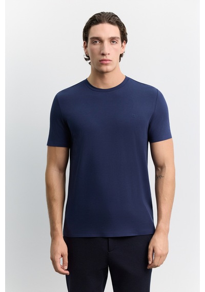 Avva Erkek Lacivert Bisiklet Yaka Soft Touch Premium Basic Regular Fit T-shirt A62y1037