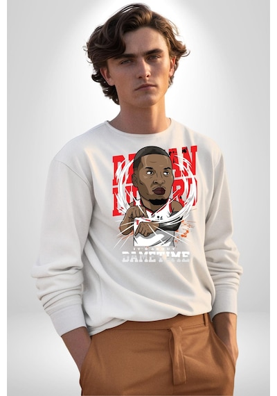 Basketbol Oyun Zamanı Unisex Beyaz Sweatshirt Beyaz