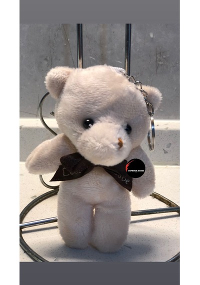 Sevimli Ayıcık Peluş Oyuncak Anahtarlık Uyku Arkadaşı Hediyelik 12 Cm Ekru