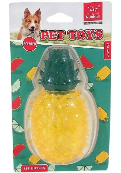 Nunbell Tropik Meyve Aromalı Suda Batmaz Ananas Köpek Oyuncağı 11 CM