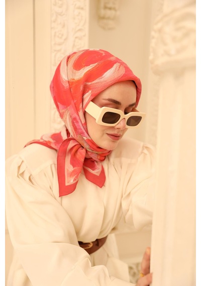 Silk Home Olinda İpek Eşarp 47001-13 Mercan, Pembe, Yanık Sarı, Mor, Sarı