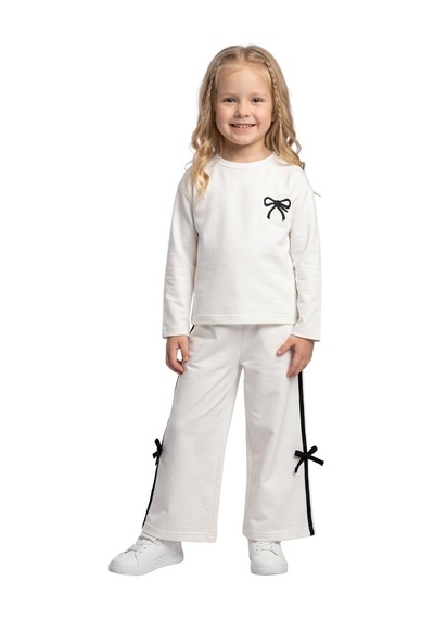 New Kids Kız Takım Çocuk Uzun Kol Fiyonk Byz Detaylı -91251 Beyaz