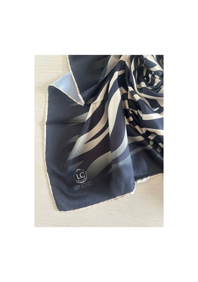 Lady Coco Zebra Desenli Dijital Baskı Rayon Eşarp Koyu Yeşil