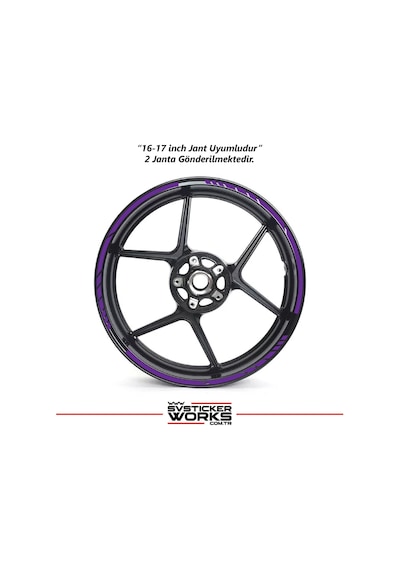 Motosiklet Jant Şeridi Jant Sticker Dekor Model Parçalı Desen Sticker Set Mor