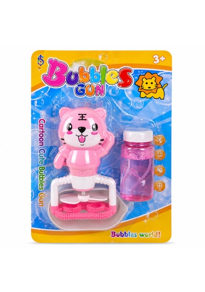 Kaplan Figürlü Otomatik Köpük Tabancası Bubble Gun Pembe