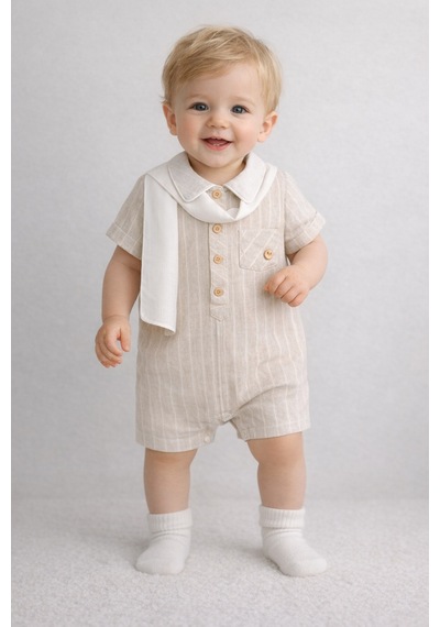 Noy Noy Erkek Bebek Tulum 8276 Bej Bej
