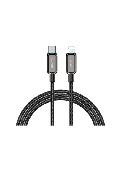 Recci Rs42cl Lamp Display Serisi Type-c To Lightning Pd 30w Data Ve Şarj Kablosu 1.5m Siyah