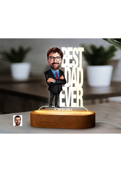 Bk Gift Kişiye Özel Baba Karikatürlü Dekoratif 3d Biblo Led Işıklı Gece Lambası-6, Babaya Hediye, Babalar Günü Hediyeleri Kobitmeyen138233 Bk Gift