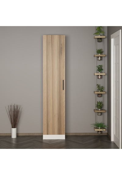Minar Kale 210 Cm 1 Kapaklı 1b Raf Portmanto Beyaz Dore