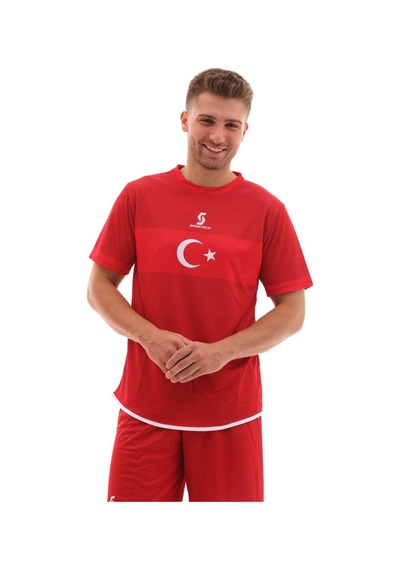 Sportech - K0141 Türkiye Milli Takım Forması Kırmızı Tek Kelime Isim Ve Numara Yazılır Kırmızı