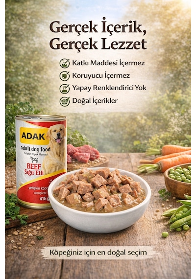 Adak Sığır Etli Yetişkin Köpek Konservesi 48 x 415 G