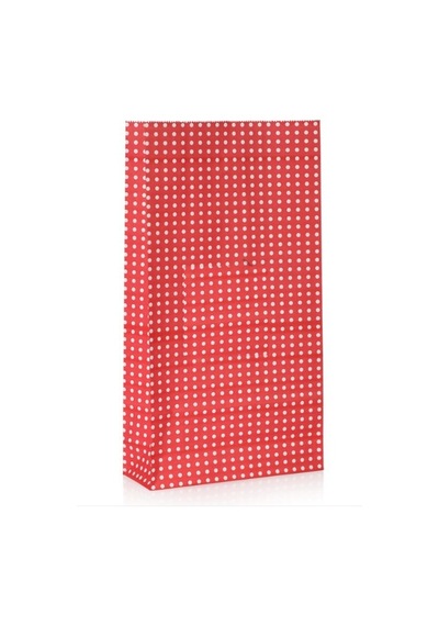 Kırmızı Puantiyeli Hediye Paketi Kese Kağıdı 25x15x6 Cm 10 Adet