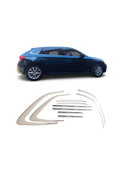 Skoda Scala Cam Çıtası Çerçevesi Komple Set Kromu Nikelajı