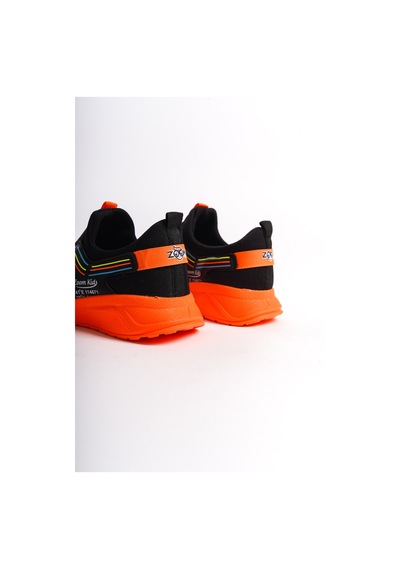 Daxtors Pinko Çocuk Unisex Garantili Günlük Ortopedik Unisex Sneaker Spor Ayakkabı Siyah-oranj