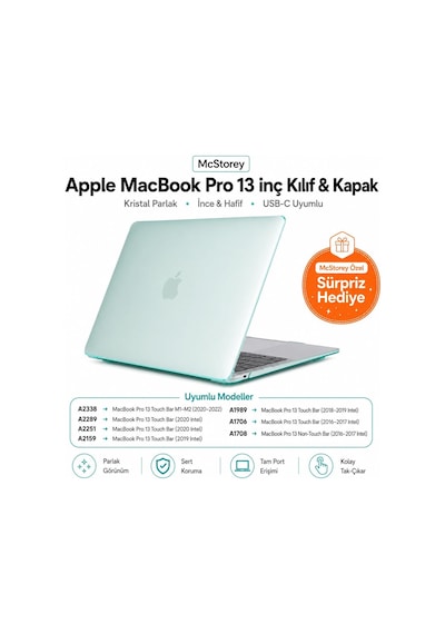 Macbook Pro 13 Kılıf A1706 A1708 A1989 A2159 A2251 A2289 A2338 M1 M2 Uyumlu Kristal Parlak Sert Hard Case İnce Hafif Koruyucu Kapak