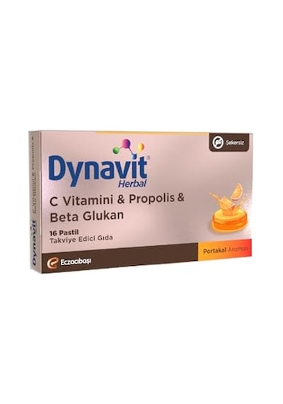 Dynavit Herbal C Vitamini, Propolis & Beta Glukan 16 Pastil - Bağışıklık - C Vit, Propolis, Beta Glukan