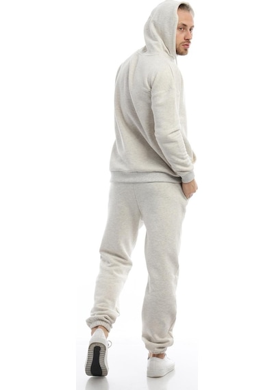 Polostate Erkek Kapüşonlu Kanguru Cepli Sweatshirt Kar Melanj