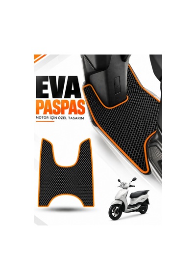 Rks Private 125 Uyumlu Eva Motosiklet Paspası Scooter Ayak Paspası Motora Özel Siyah-turuncu